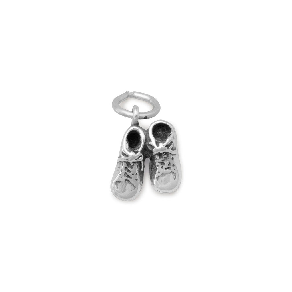 Oxidized 3D Pair of Baby Shoes Charm