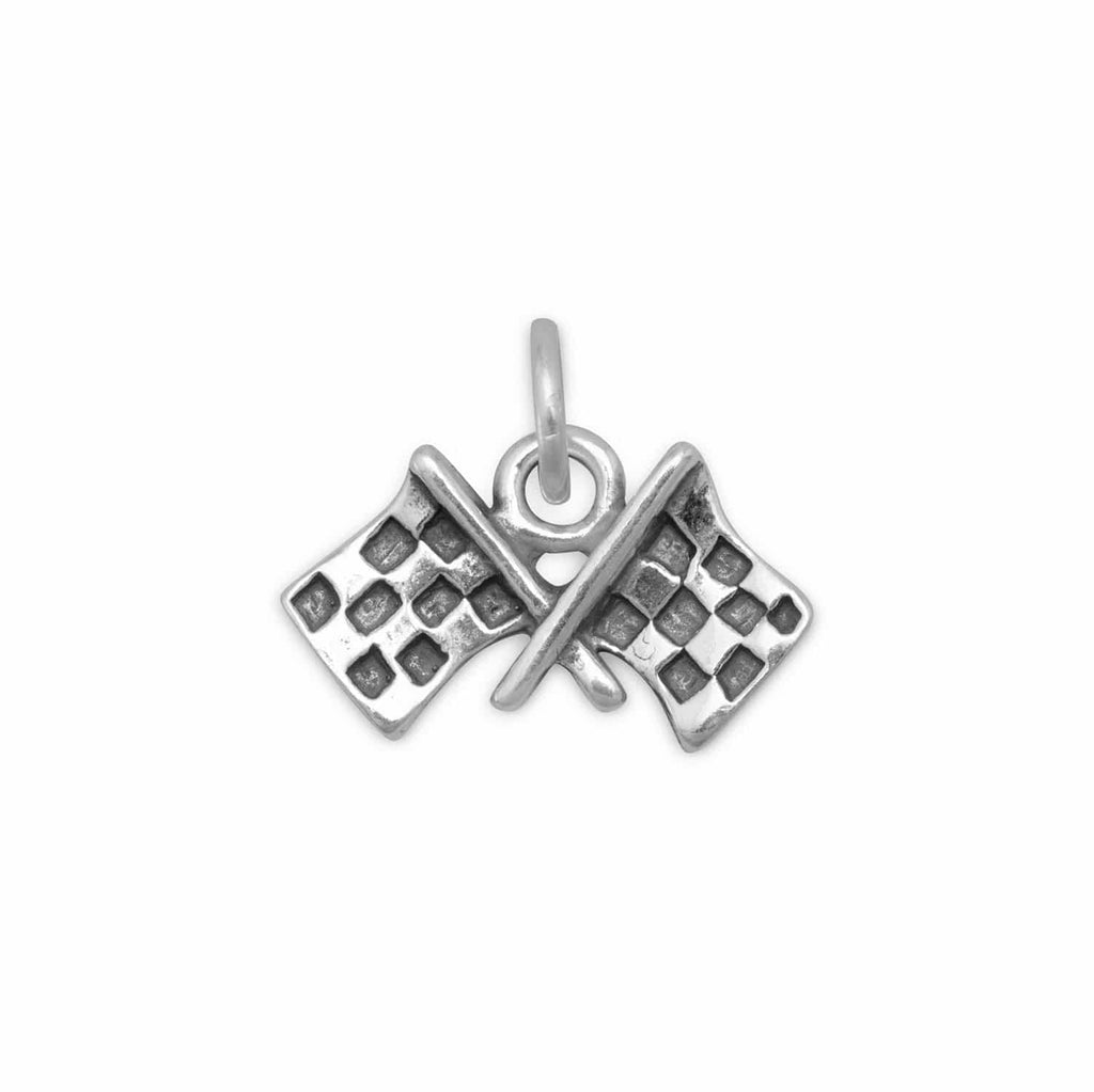 Oxidized Checkered Flags Charm