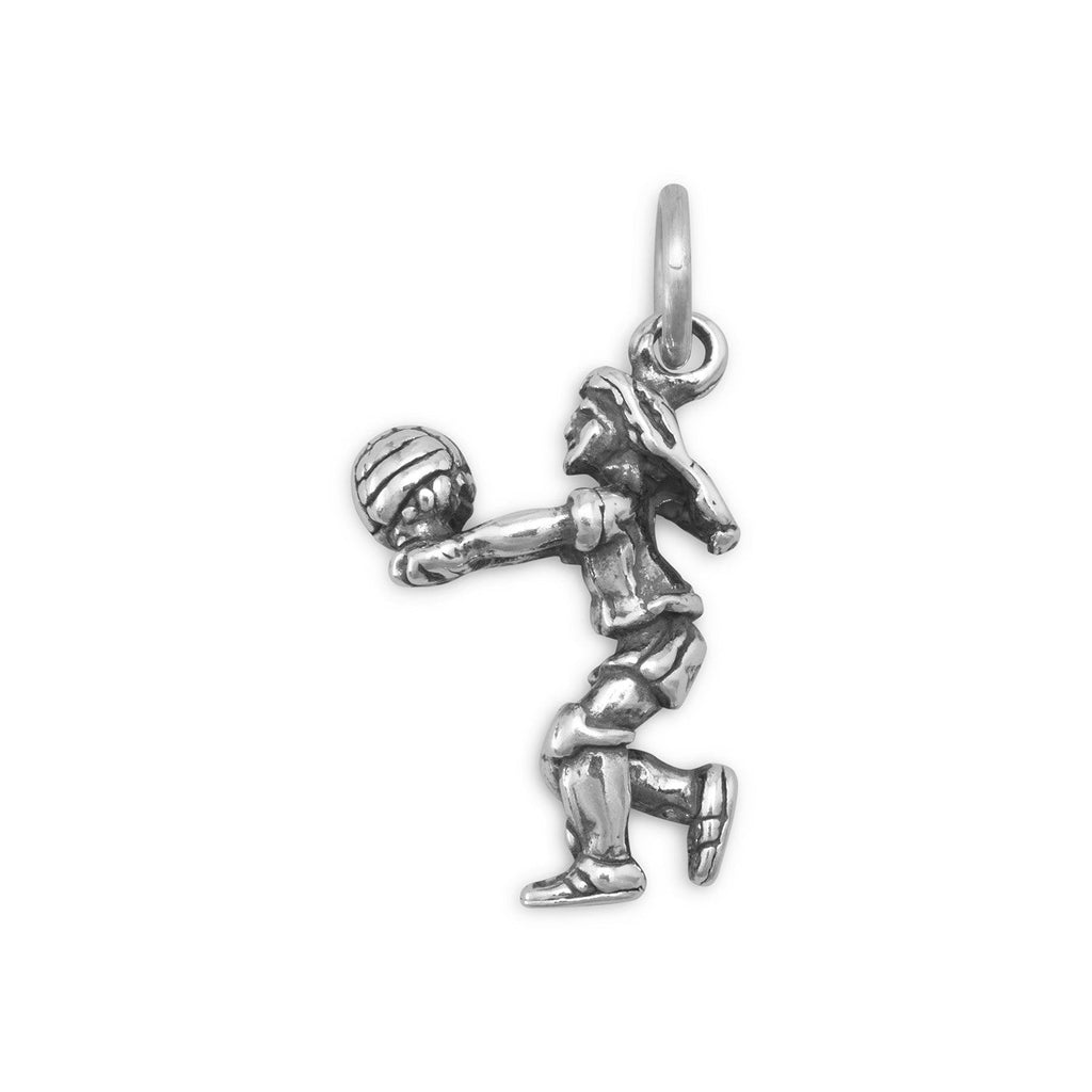 Oxidized 3D Girl Volleyball Player Charm