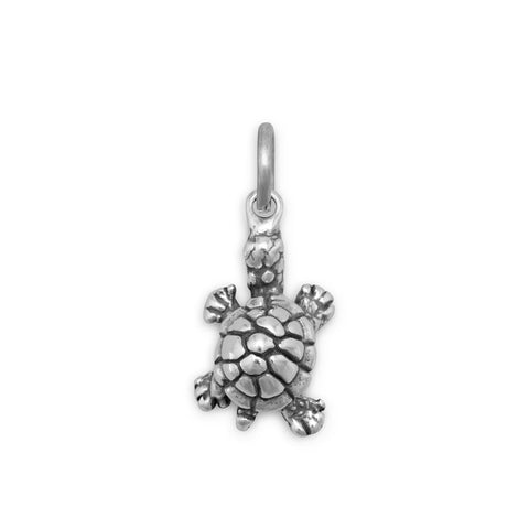 Oxidized 3D Small Turtle Charm