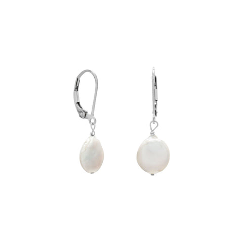 10mm Cultured Freshwater Coin Pearl Earrings