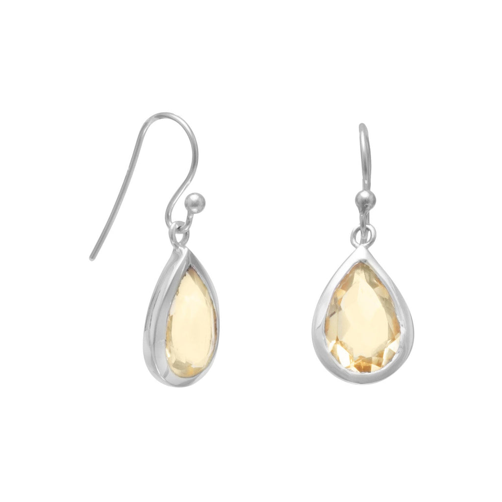 Faceted Citrine French Wire Earrings