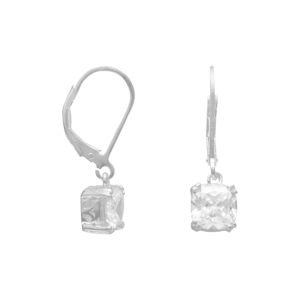 Cushion Cut CZ Lever Back Earrings