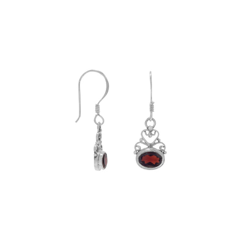 Scroll Design Garnet Bali Earrings