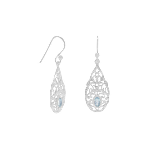 Pear Shape Blue Topaz Drop Earrings