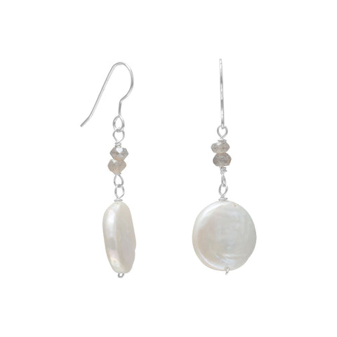 Baroque Pearl and Labradorite Drop Earrings