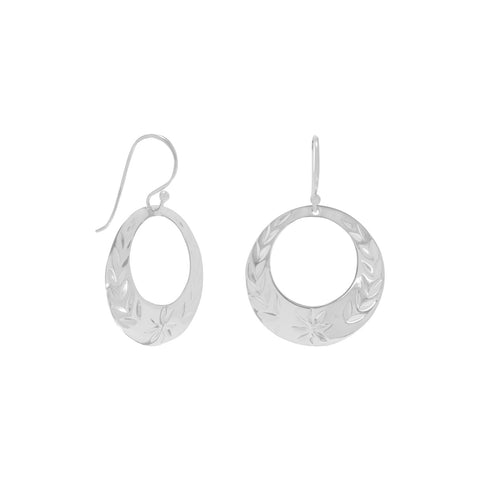 Floral Design Diamond Cut Circle Earrings