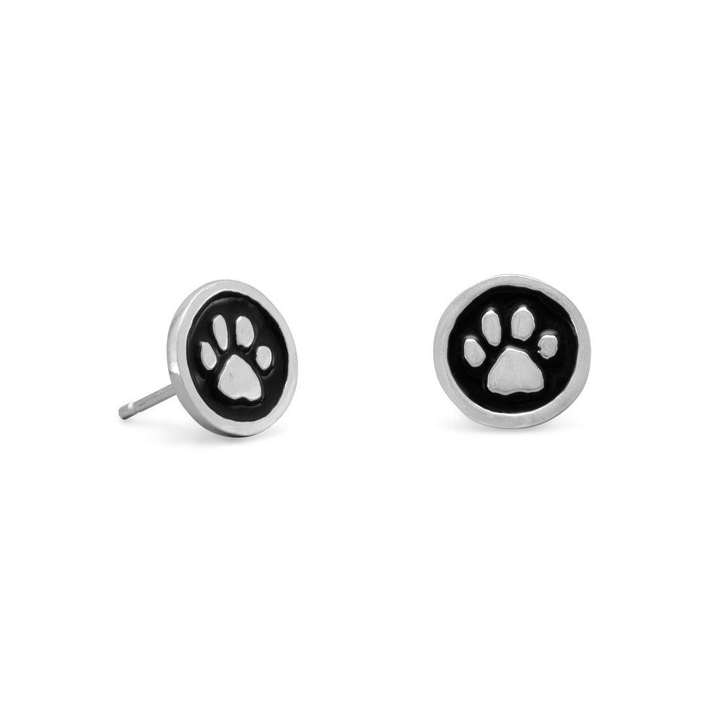 Enamel Paw Print Stud Earrings