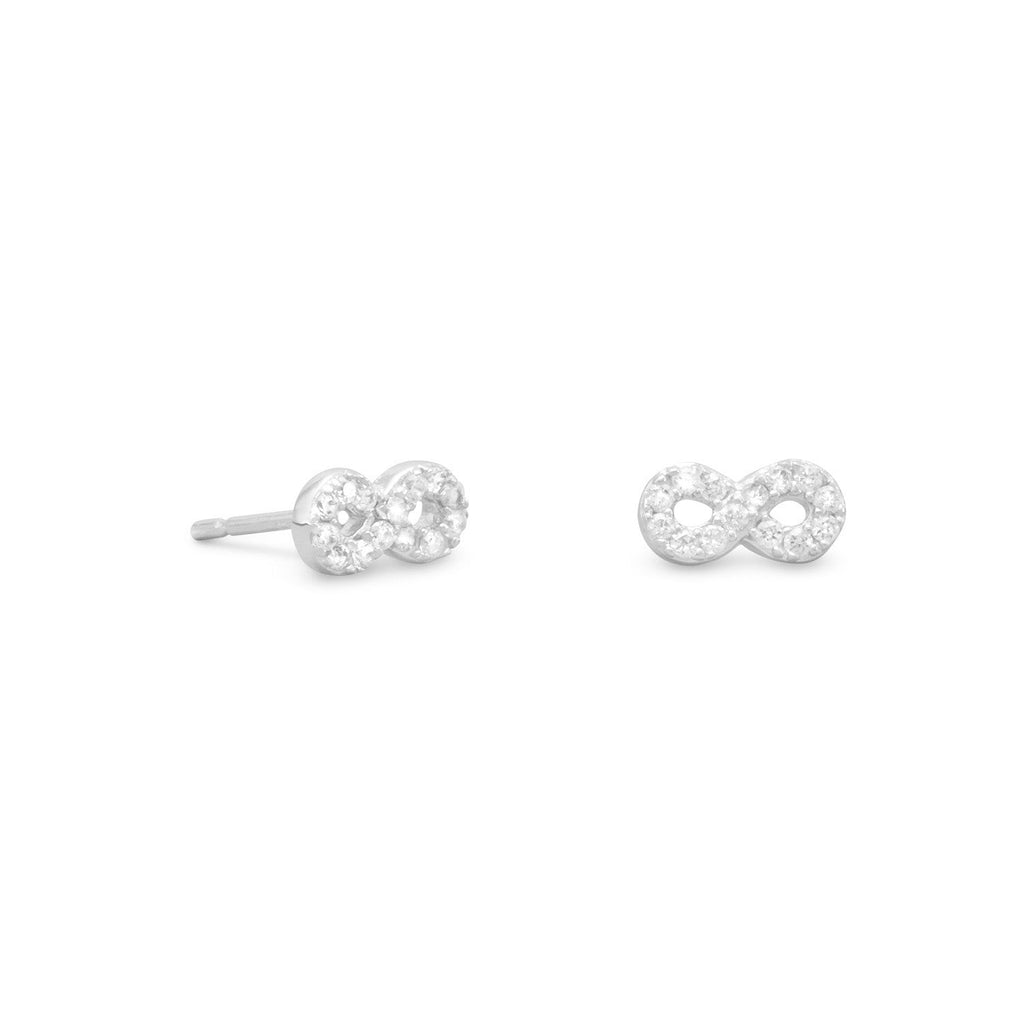 Rhodium Plated CZ Infinity Earrings