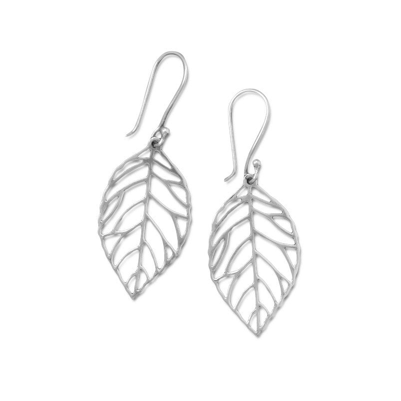 Oxidized Cut Out Leaf Drop Earrings