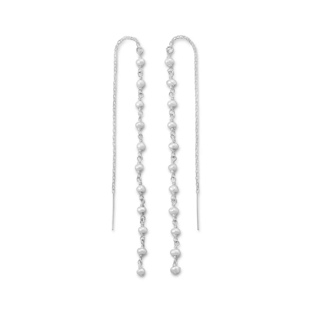 Cultured Freshwater Pearl Bead Threader Earrings