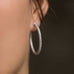 Rhodium Plated CZ In/Out Hoop Earrings