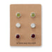 Set of 3 Peridot, Mother of Pearl, and Garnet Button Studs