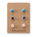 Set of 3 Synthetic Pink Opal, Reconstituted Turquoise, and Iolite Button Studs - Matador Diamond