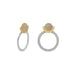 Two Tone CZ and Circle Drop Post Earrings