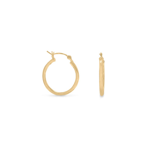 14 Karat Gold Plated 2mm x 20mm Hoop Earrings