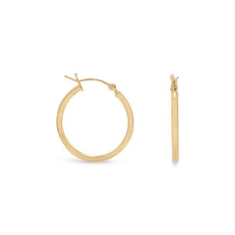 14 Karat Gold Plated 2mm x 24mm Hoop Earrings