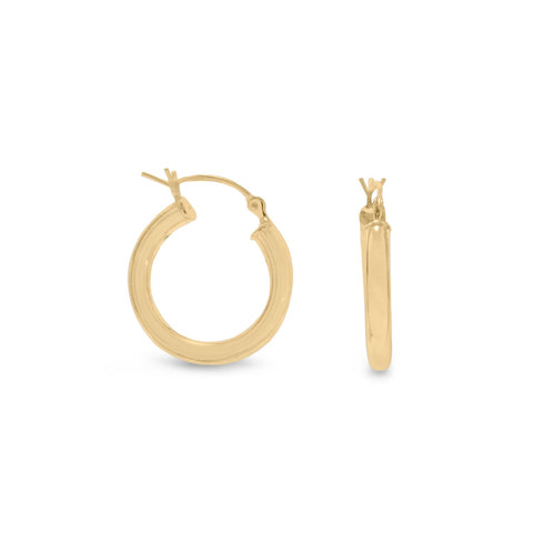 14 Karat Gold Plated 3mm x 22mm Hoop Earrings