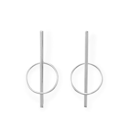 Long Bar with Circle Post Earrings