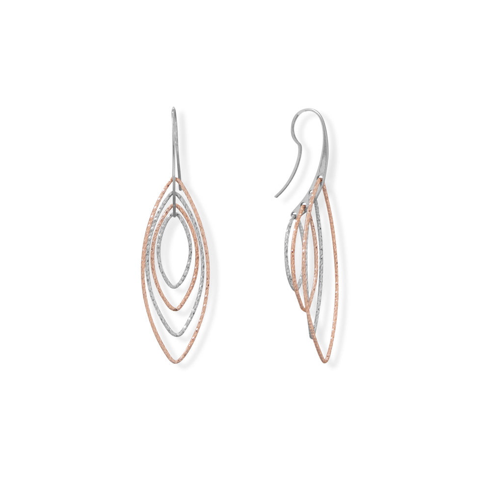 Italian Two Tone Marquise 3-D Earrings