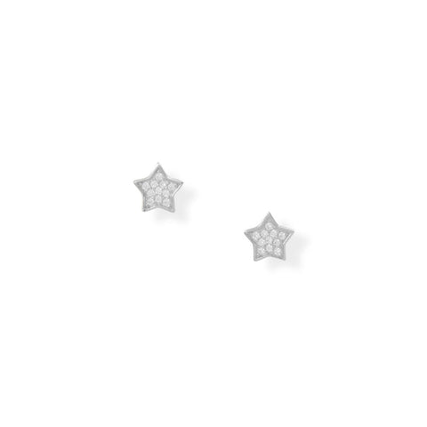 Shine Bright! Rhodium Plated CZ Star Stud Earrings