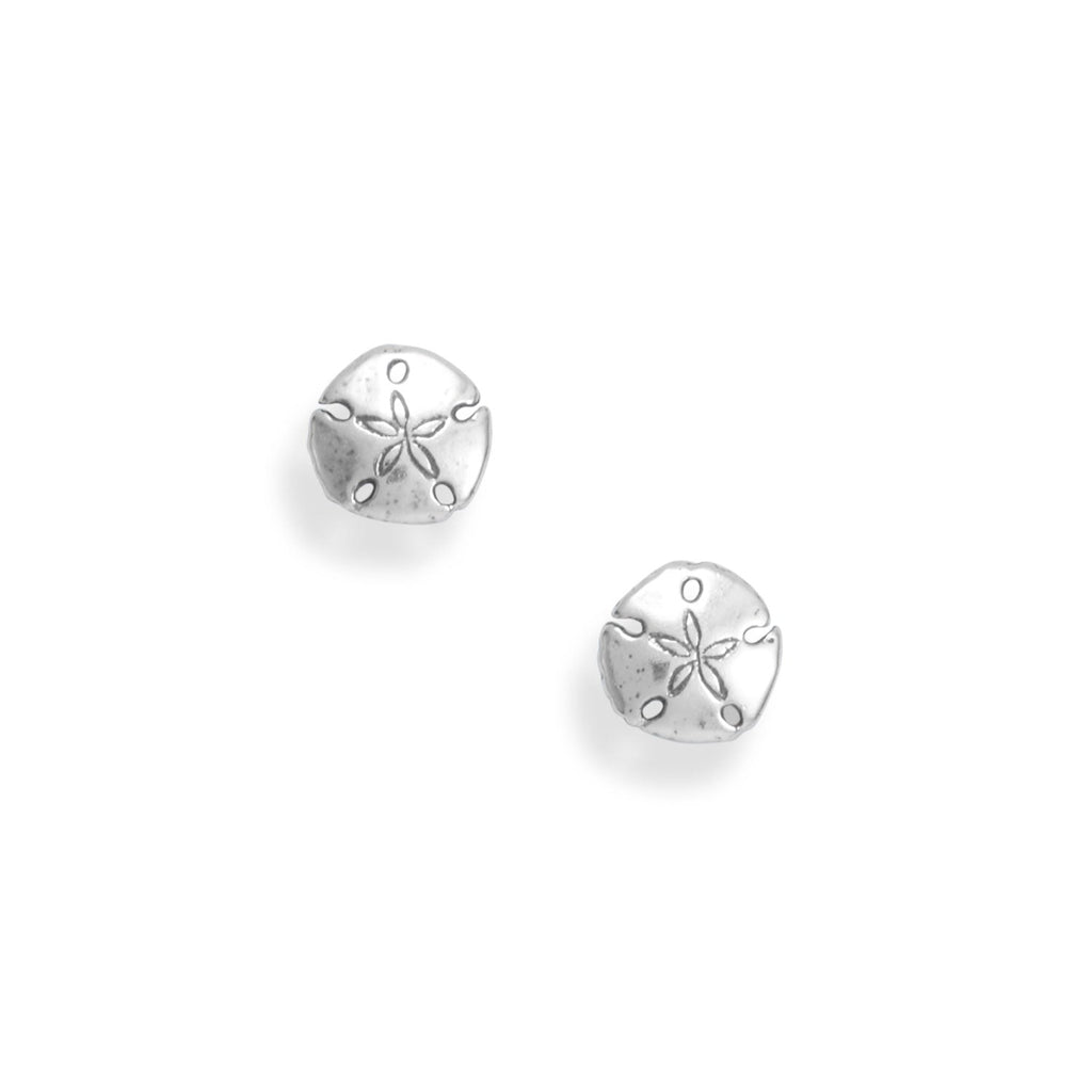 Oxidized Sand Dollar Stud Earrings