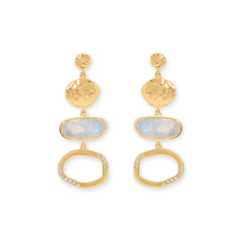 14 Karat Gold Plated Rainbow Moonstone Drop Earrings