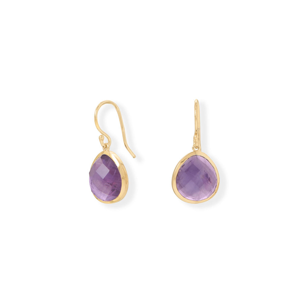 14 Karat Gold Plated African Amethyst Earrings