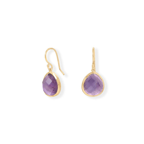 14 Karat Gold Plated African Amethyst Earrings