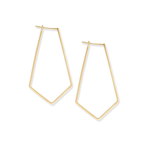 14 Karat Gold Plated Elongated Pentagon Earrings