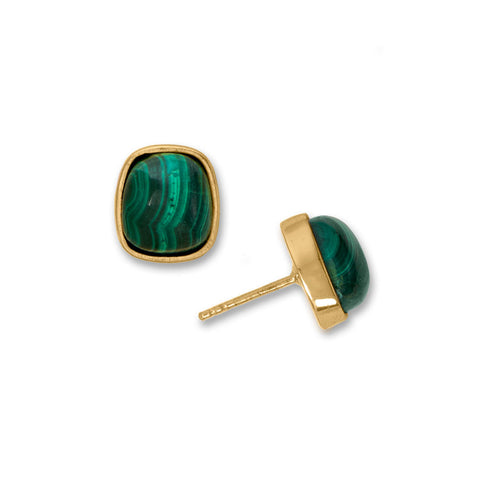 14 Karat Gold Plated Malachite Earrings