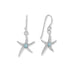 Rhodium Plated 3mm Larimar Starfish Earrings