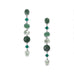 Rhodium Plated Green Multi Stone Long Drop Earrings