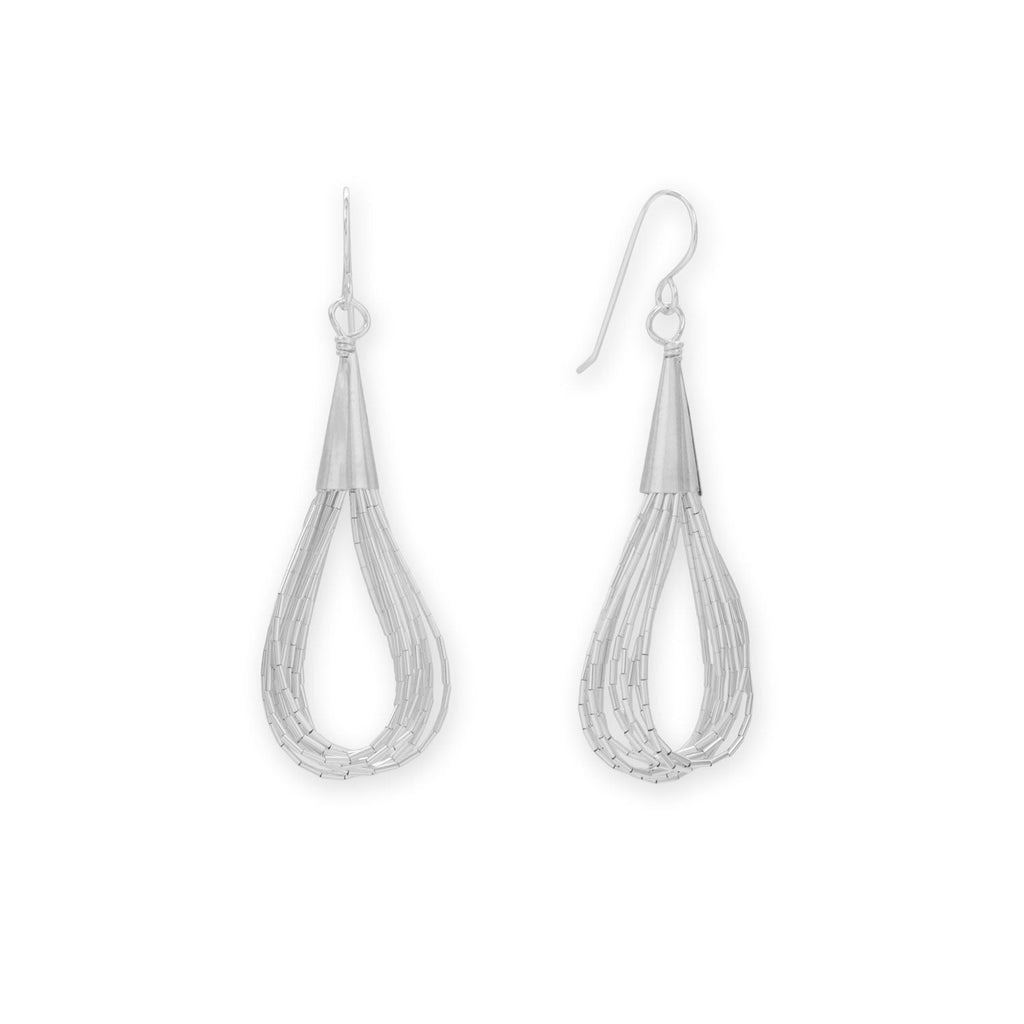 10 Strand Liquid Silver Loop Earrings