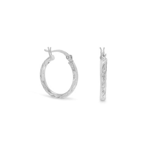 2.5mm x 20mm Diamond Cut Hoop Earrings