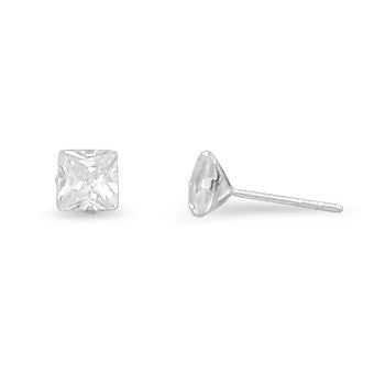 5mm Square CZ Stud Earrings