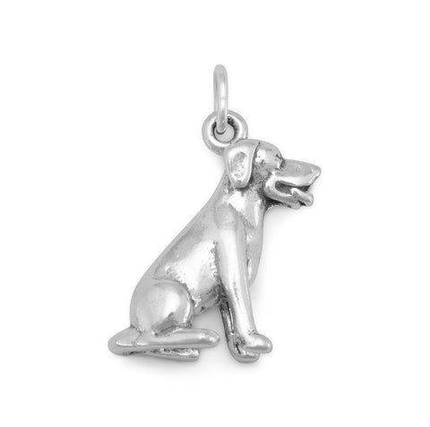 Oxidized 3D Sitting Labrador Dog Charm