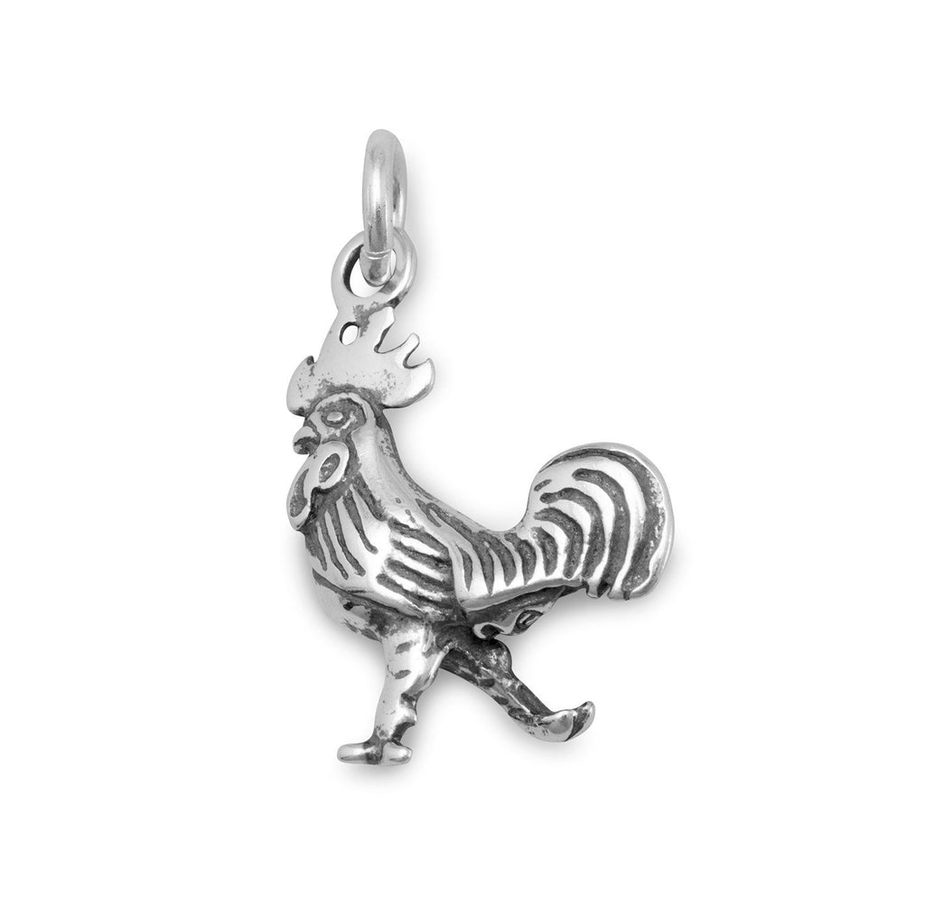 Oxidized 3D Rooster Charm