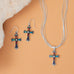 Oxidized Marquise Multicolor Stone Cross Earrings