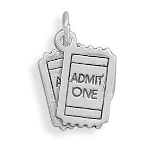 Oxidized "ADMIT ONE" Movie Tickets Charm