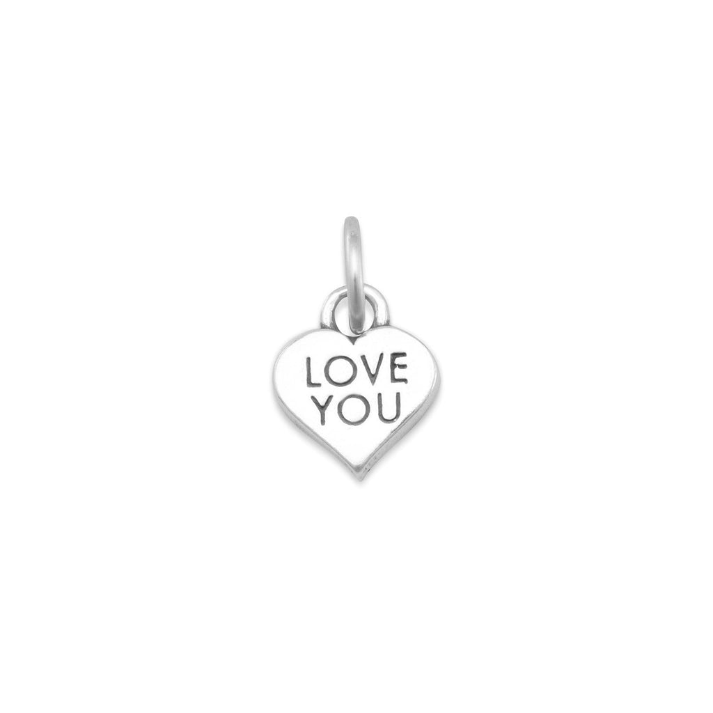 Oxidized LOVE YOU Heart Charm