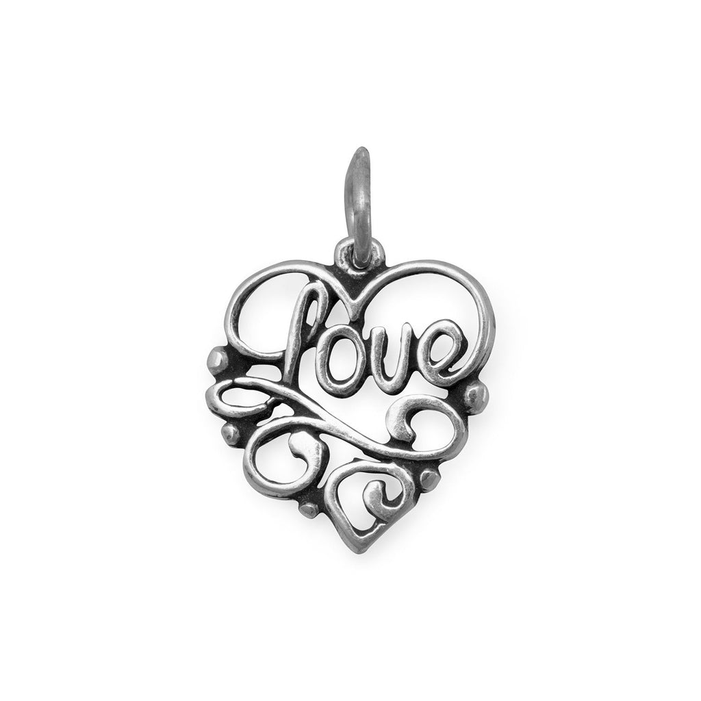 Oxidized Love Heart Charm