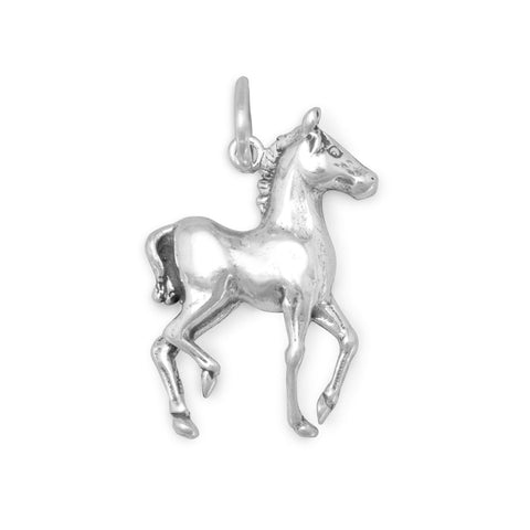 Oxidized 3D Prancing Horse Charm