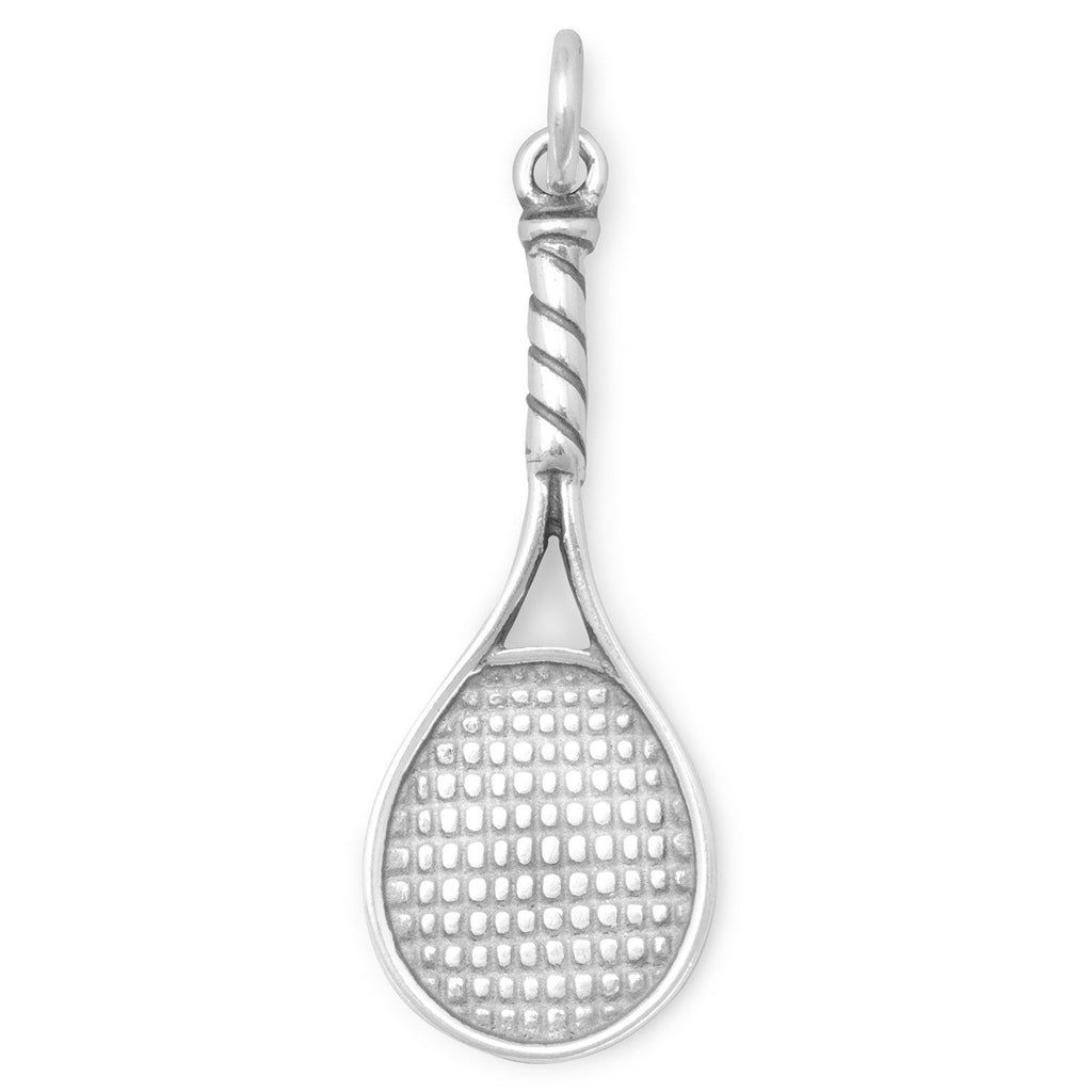 Oxidized 3D Tennis Racket Charm