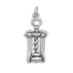 Oxidized 3D Corkscrew Charm