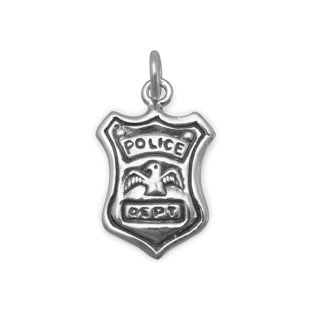 Oxidized Police Shield Charm