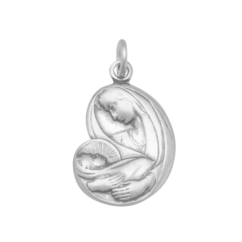 Oxidized Virgin Mary with Baby Jesus Charm