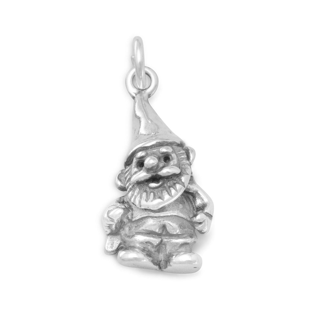 Oxidized 3D Garden Gnome Charm