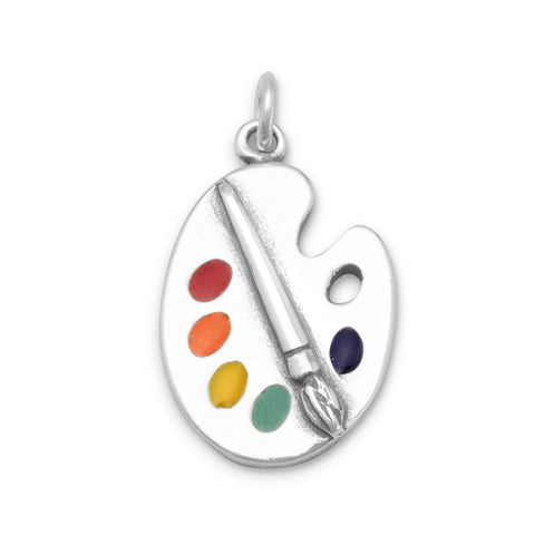 Oxidized Painter's Palette with Enamel Colors Charm