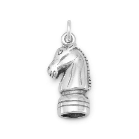 Oxidized 3D Knight Chess Piece Charm